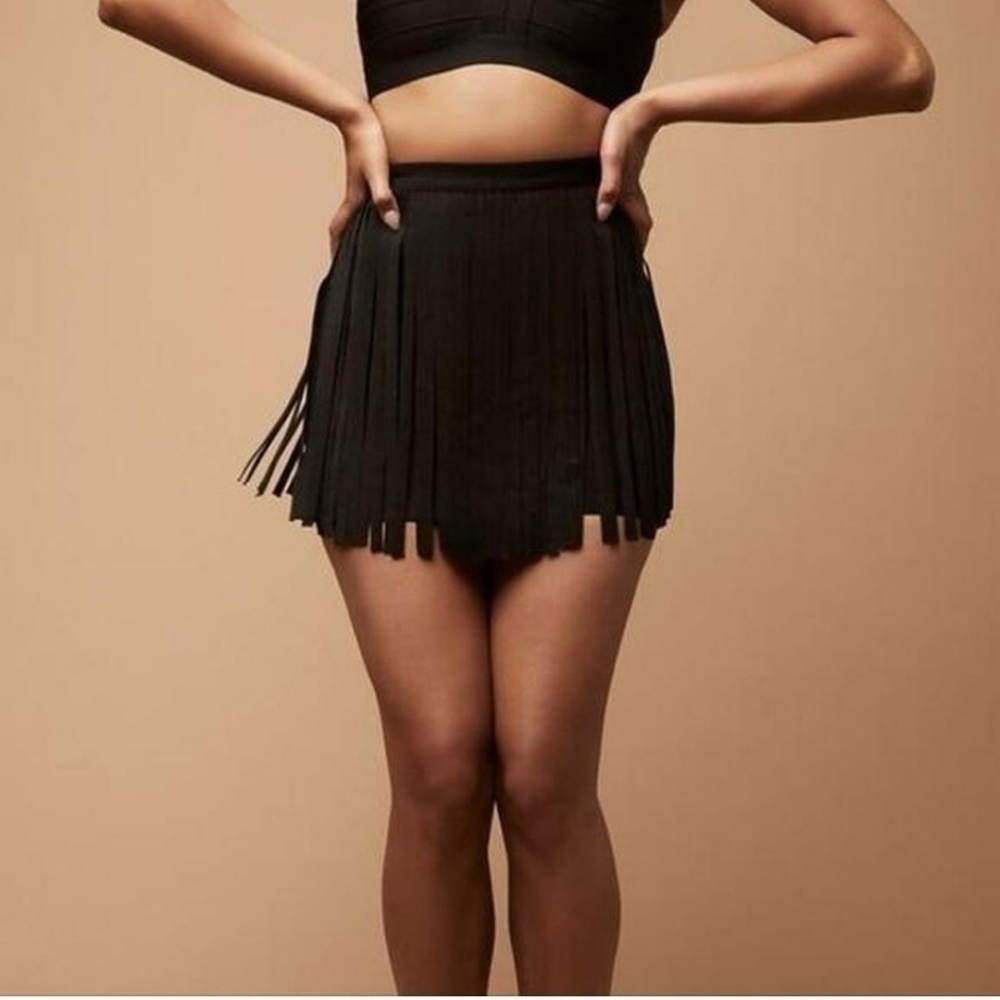 HERVE LEGER x FOREVER 21 | Fringe Mini Skirt in Black Size Medium NWT
